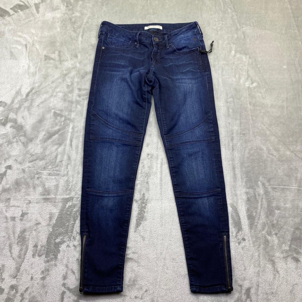 Mavi Jeans Co‎ Womens Skinny Moto Jeans Dark Wash Zipper Ankle Size 26" Grunge